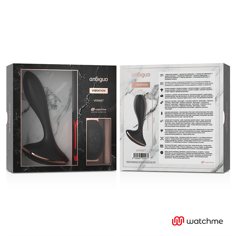 ANBIGUO - WATCHME FJÄRRKONTROLLERAD VIBRATOR ANALPLUGG VERNET