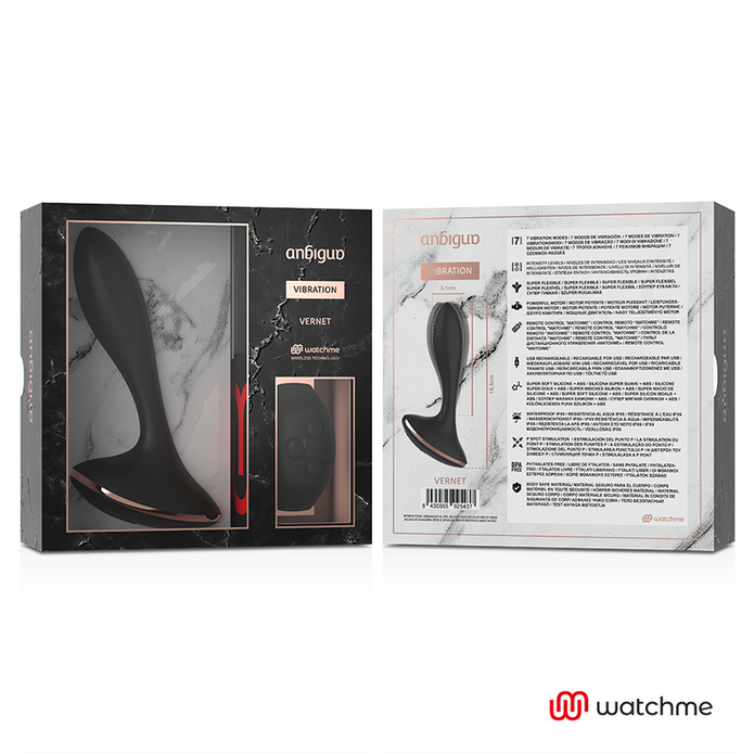 ANBIGUO - WATCHME FJÄRRKONTROLLERAD VIBRATOR ANALPLUGG VERNET
