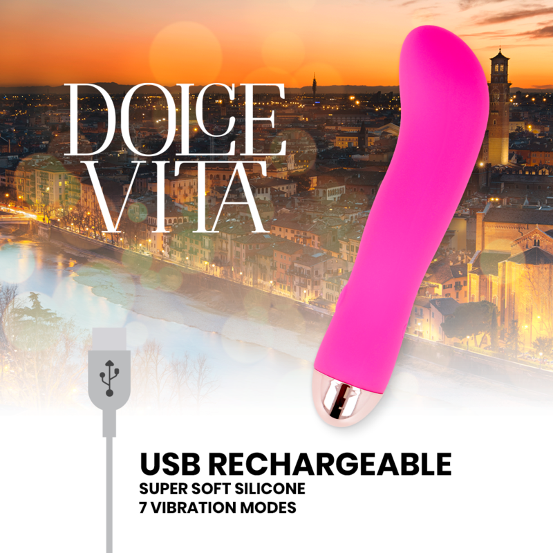 DOLCE VITA – UPPLADDNINGSBAR VIBRATOR TVÅ ROSA 7 HASTIGHETER