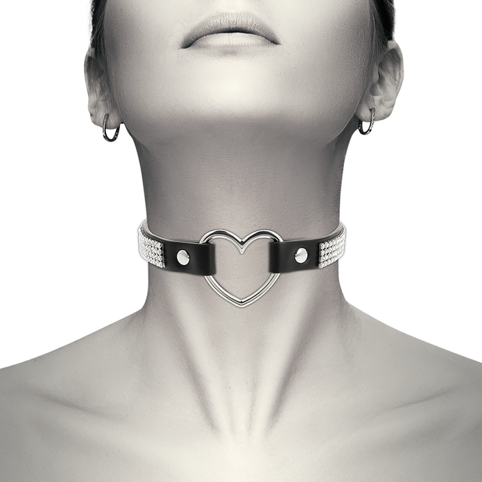 COQUETTE CHIC DESIRE – VEGANSKT CHOKERHALSBAND I LÄDER MED HJÄRTA