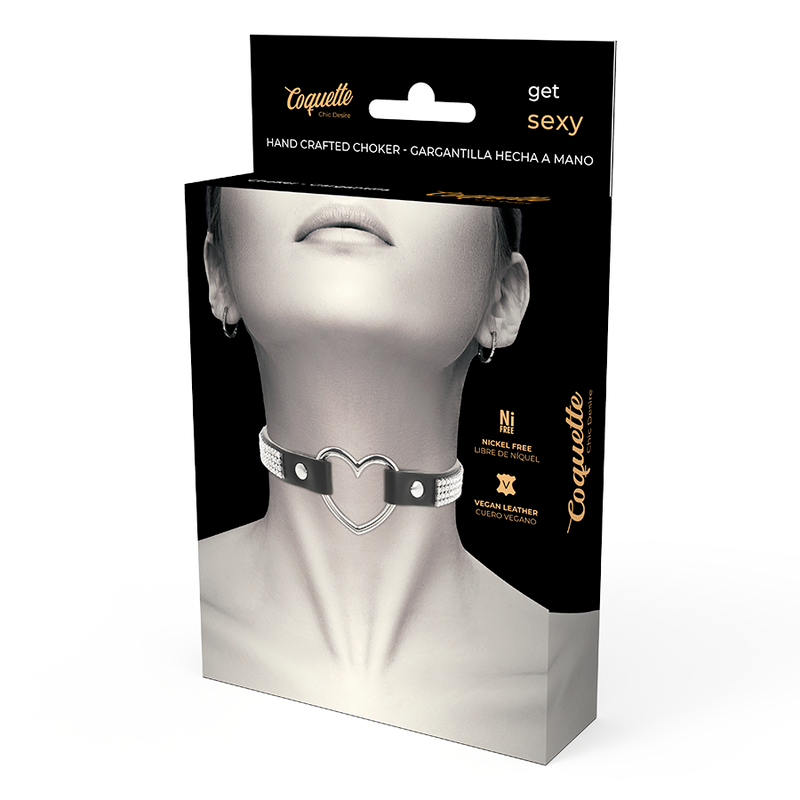 COQUETTE CHIC DESIRE – VEGANSKT CHOKERHALSBAND I LÄDER MED HJÄRTA