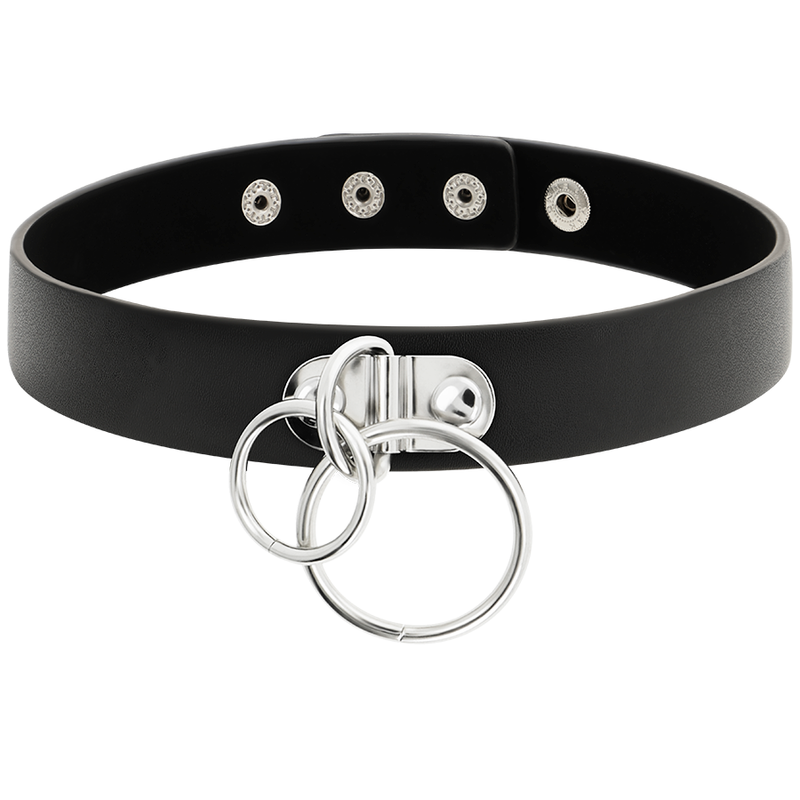 COQUETTE CHIC DESIRE - CHOKER I VEGANLÄDER MED DUBBLA RINGAR