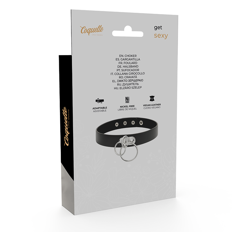COQUETTE CHIC DESIRE - CHOKER I VEGANLÄDER MED DUBBLA RINGAR