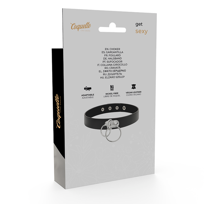 COQUETTE CHIC DESIRE - CHOKER I VEGANLÄDER MED DUBBLA RINGAR