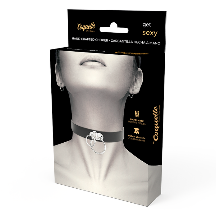 COQUETTE CHIC DESIRE - CHOKER I VEGANLÄDER MED DUBBLA RINGAR