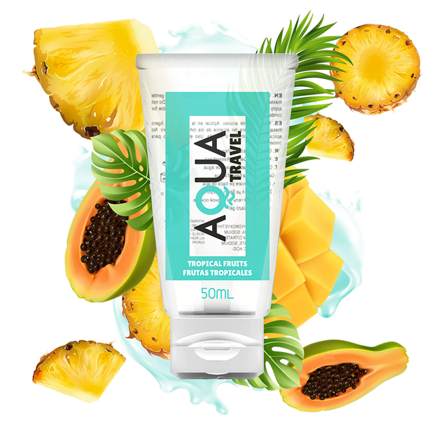 AQUA TRAVEL - SMAKSATT VATTENBASERAT GLIDMEDEL TROPISK FRUKT - 50 ML