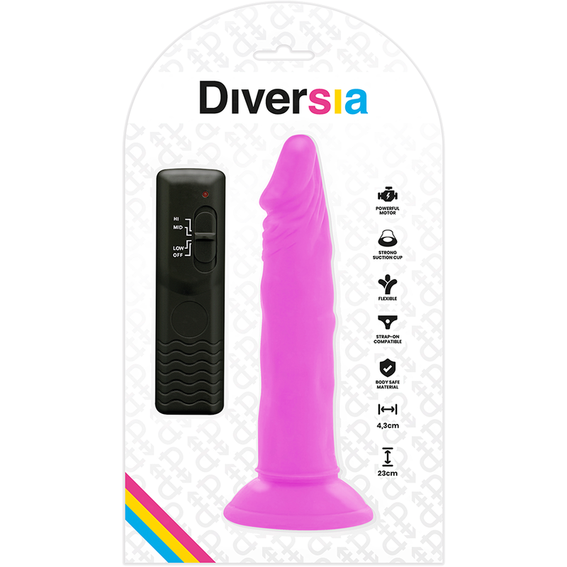 DIVERSIA - Joustava värisevä dildo  23 CM -O- 4.3 CM