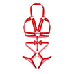LEG AVENUE - KINK - STUDDED O-RING HARNESS TEDDY SIZE M - RED