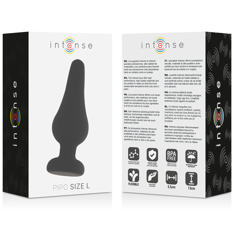 INTENSE - ANALPLUGG PIPO L SVART SILIKON 13 CM