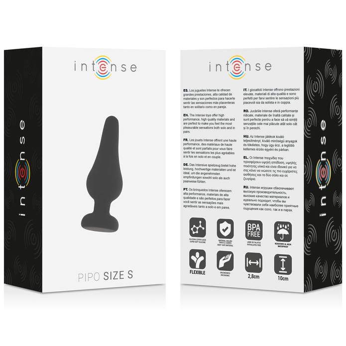 INTENSE - ANALPLUGG PIPO S SVART SILIKON 9,8 CM