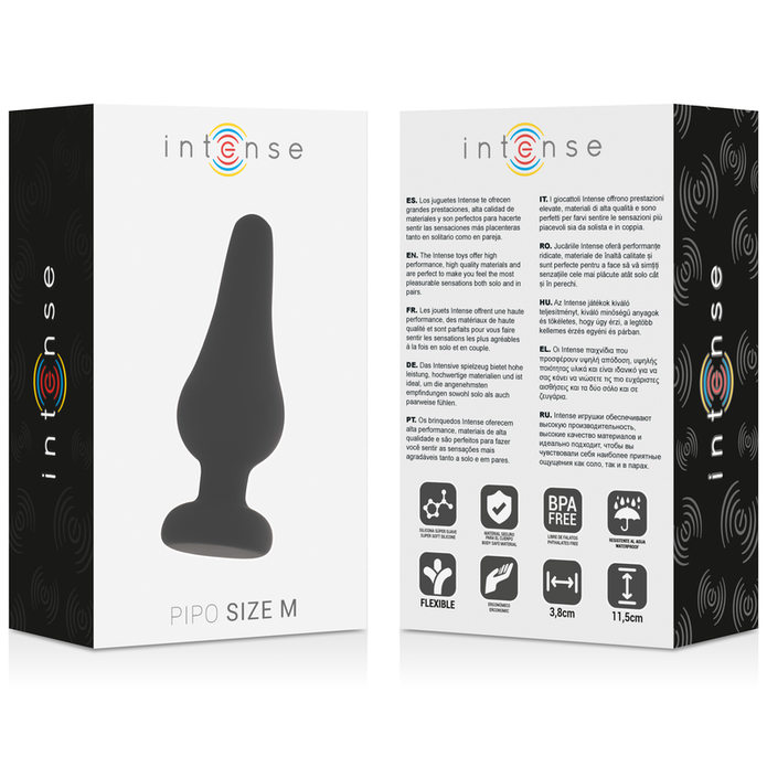 INTENSE - Anaalitappi  M, musta silikoni 11 cm