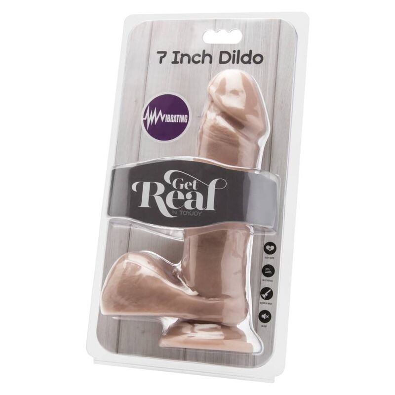 GET REAL -  18 cm  realistinen dildo kiveksillä ja värinällä