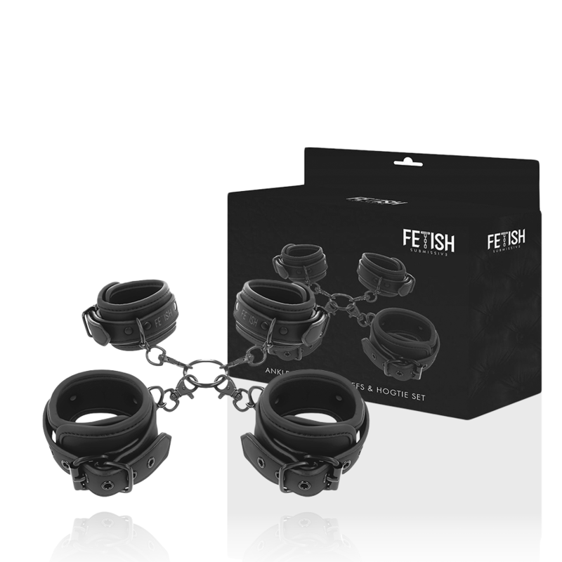 FETISCH UNDERKASTELSE - SET MED HAND- OCH ANKELHANDBOJOR MED NEOPRENFODER