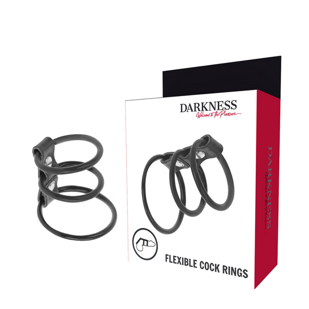 DARKNESS - UPPSÄTTNING MED 3 FLEXIBLA PENISRINGAR