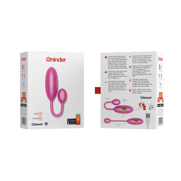 ONINDER - värisevä kuula pinkki 7 x 2,7 cm + sovellus