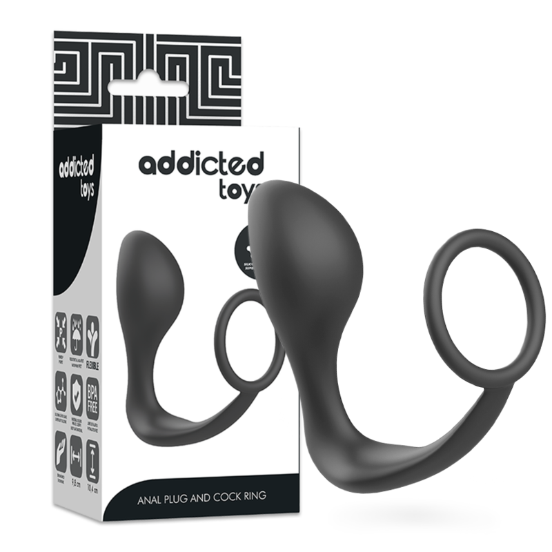 ADDICTED TOYS - ANALPLUGG MED SVART SILIKONRING