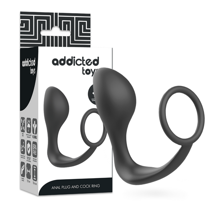 ADDICTED TOYS - ANALPLUGG MED SVART SILIKONRING