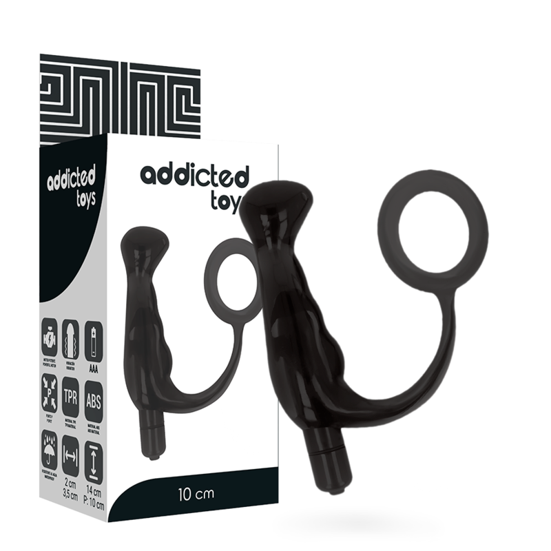 ADDICTED TOYS - VIBRERANDE PENISRING TICO SVART 10 CM