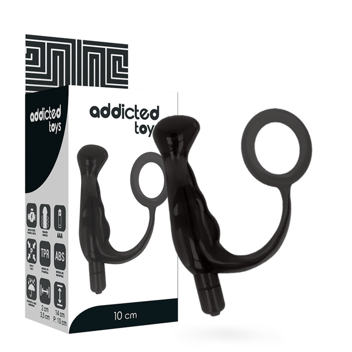 ADDICTED TOYS - VIBRERANDE PENISRING TICO SVART 10 CM