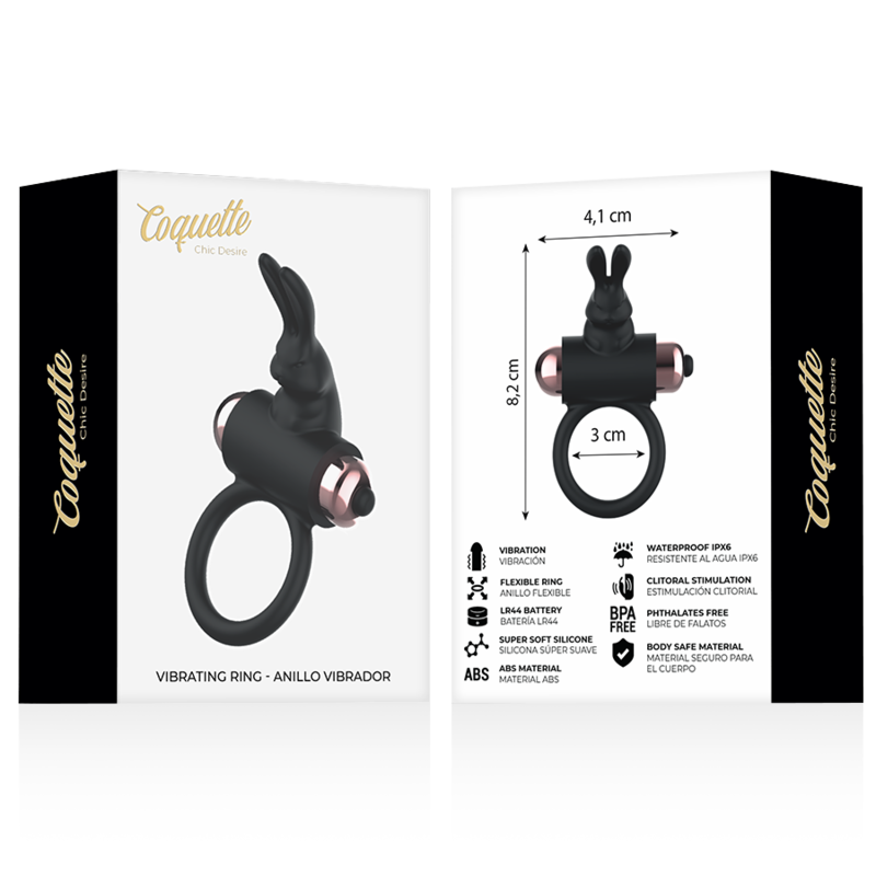 COQUETTE CHIC DESIRE - KUKRING MED VIBRATOR SVART/GULD