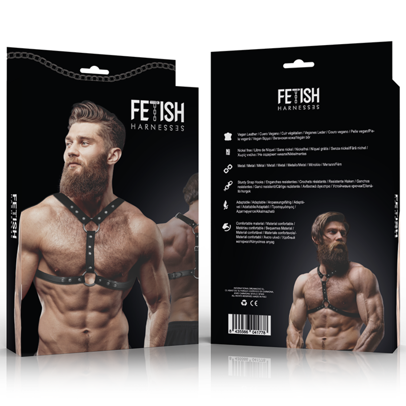 FETISH SUBMISSIVE ATTITUDE - Rintavaljaat miehille, ekonahkaa, kaksoistuki ja niitit