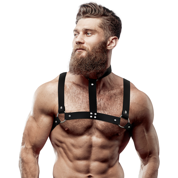 FETISH SUBMISSIVE ATTITUDE - Säädettävät valjaat kaulakorulla miehille