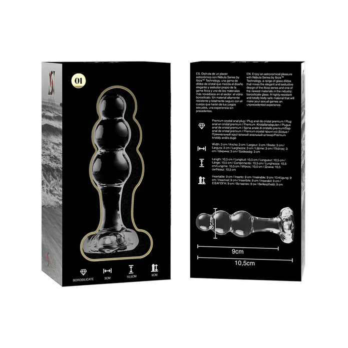 NEBULA SERIES BY IBIZA - MODELL 1 ANALPLUG BOROSILIKATGLAS KLAR 10,5 CM -O- 3 CM