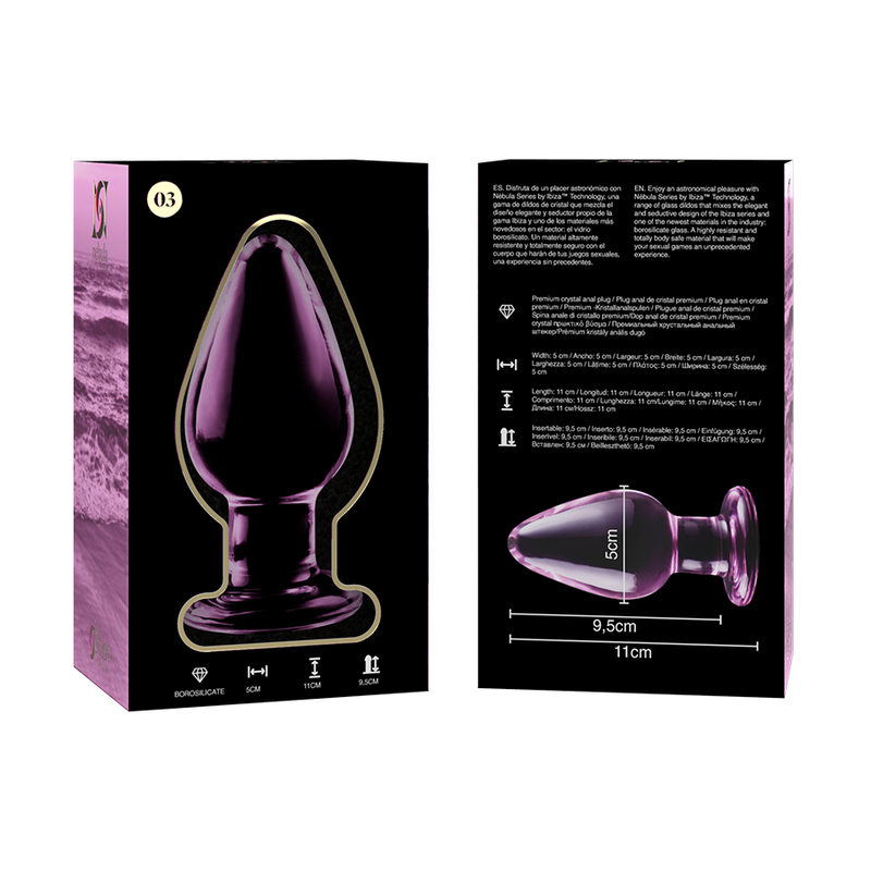 NEBULA SERIES BY IBIZA - MODEL 3 ANAL PLUG BOROSILICATE GLASS PINK 11 CM -O- 5 CM