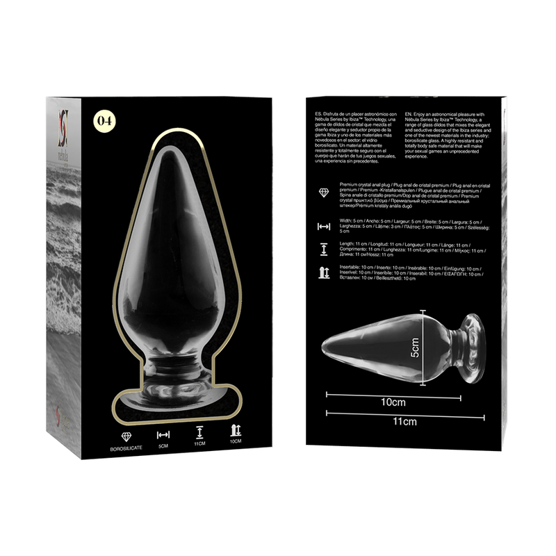 NEBULA-SERIEN FRÅN IBIZA - MODELL 4 ANALPLUGG BOROSILIKATGLAS KLAR 11 CM -O- 5 CM