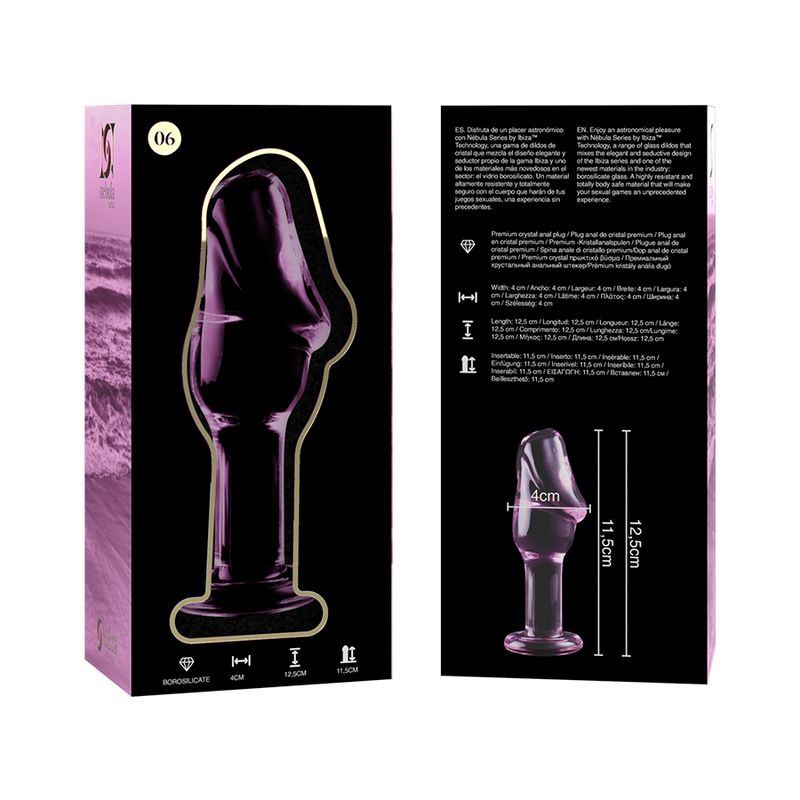 NEBULA SERIES AV IBIZA - MODELL 6 ANALPLUGG BOROSILIKATGLAS ROSA 12,5 CM -O- 4 CM