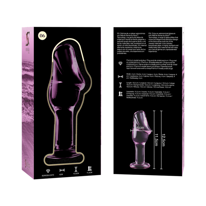 NEBULA SERIES AV IBIZA - MODELL 6 ANALPLUGG BOROSILIKATGLAS ROSA 12,5 CM -O- 4 CM