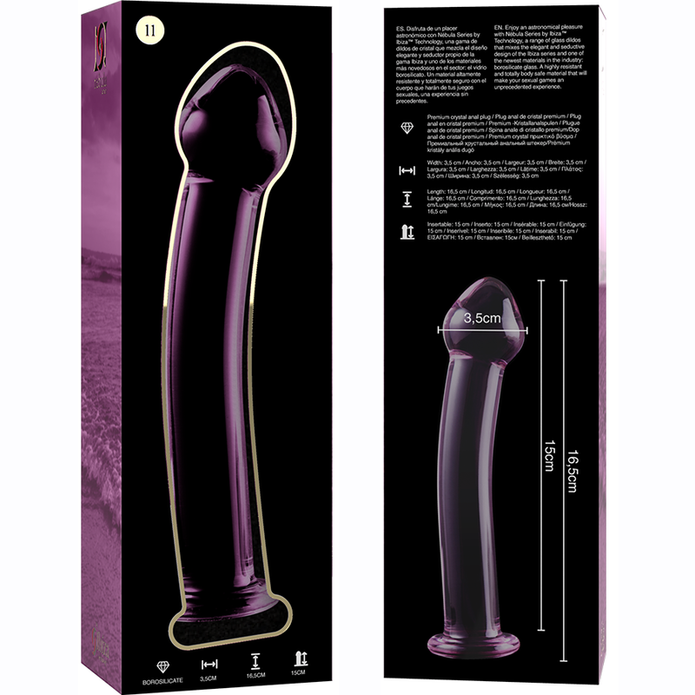 NEBULA SERIES AV IBIZA - MODELL 11 DILDO BOROSILIKATGLAS ROSA 16 CM -O- 3 CM
