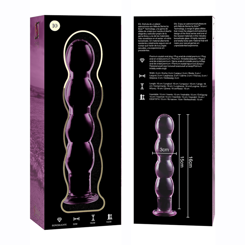 NEBULA-SERIEN AV IBIZA - MODELL 10 DILDO BOROSILIKATGLAS ROSA 16,5 CM -O- 3,5 CM