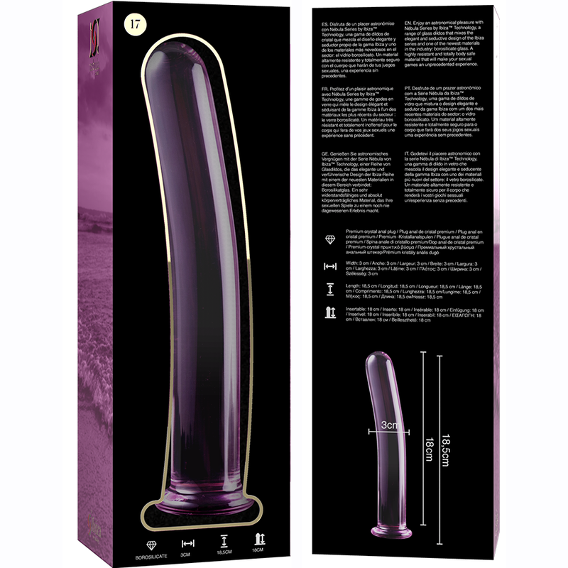 NEBULA SERIES BY IBIZA - MODELL 17 DILDO BOROSILIKATGLAS ROSA 18.5 CM -Ø- 3 CM