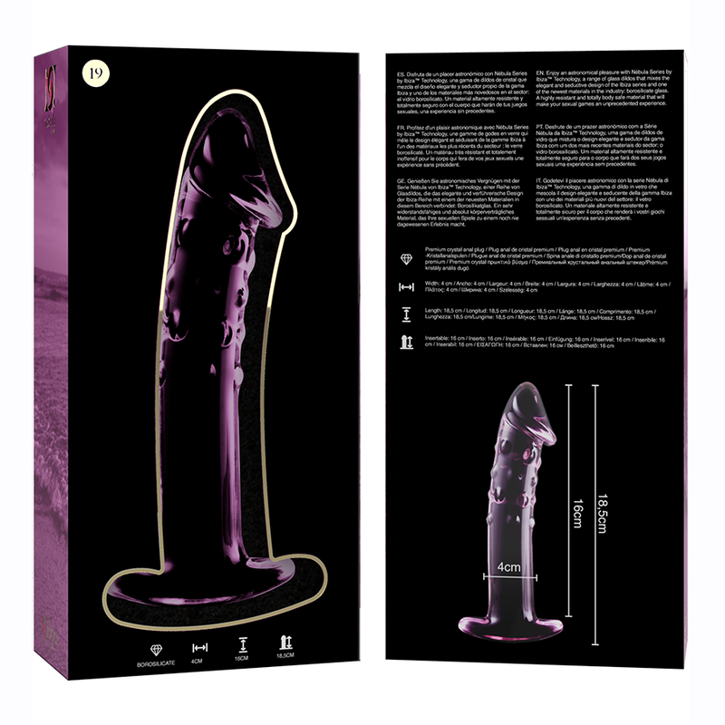 NEBULA SERIES BY IBIZA - MODELL 19 DILDO BOROSILIKATGLAS ROSA 18,5 CM -O- 4 CM