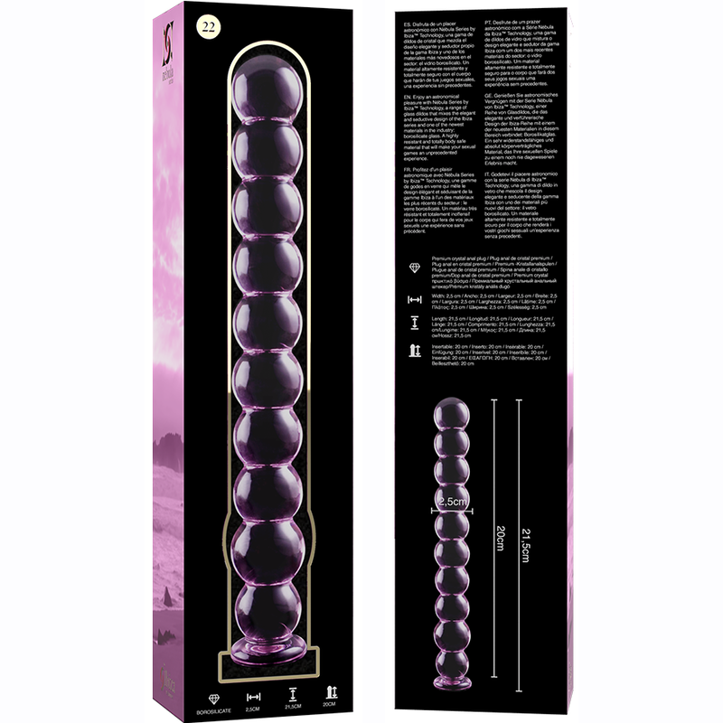 NEBULA SERIES BY IBIZA - MODEL 22 DILDO BOROSILICATE GLASS PINK 21.5 CM -O- 2.5 CM