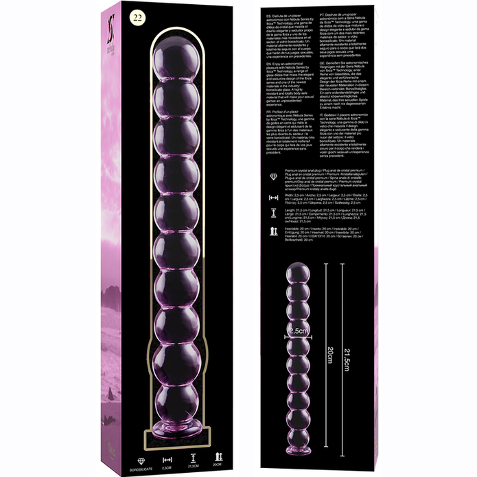 NEBULA SERIES BY IBIZA - MODEL 22 DILDO BOROSILICATE GLASS PINK 21.5 CM -O- 2.5 CM