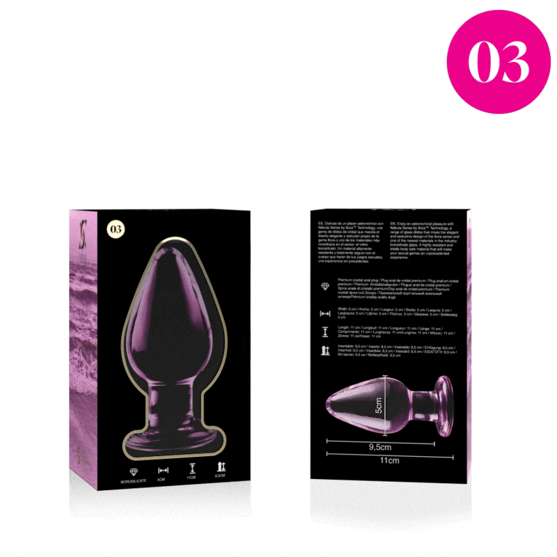NEBULA SERIES BY IBIZA - MODEL 3 ANAL PLUG BOROSILICATE GLASS PINK 11 CM -O- 5 CM