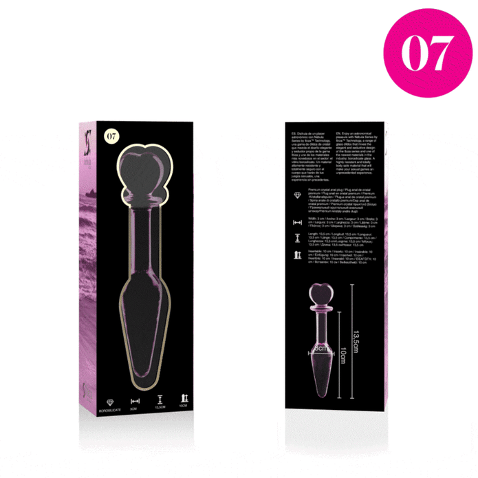 NEBULA SERIES BY IBIZA - MODELL 7 ANALSPLUGG BOROSILIKATGLAS ROSA 13.5 CM -O- 3 CM