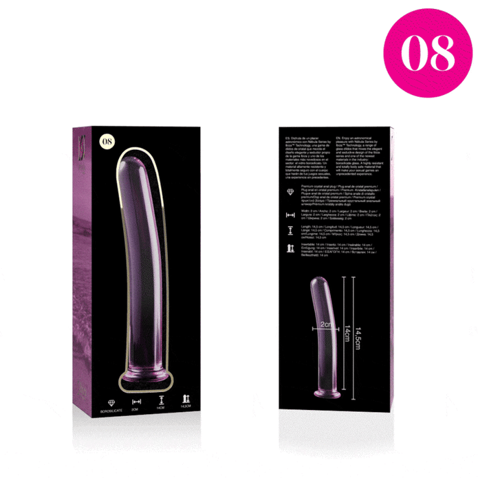 NEBULA SERIES BY IBIZA - MODEL 8 DILDO BOROSILICATE GLASS PINK 14.5 CM -O- 2 CM
