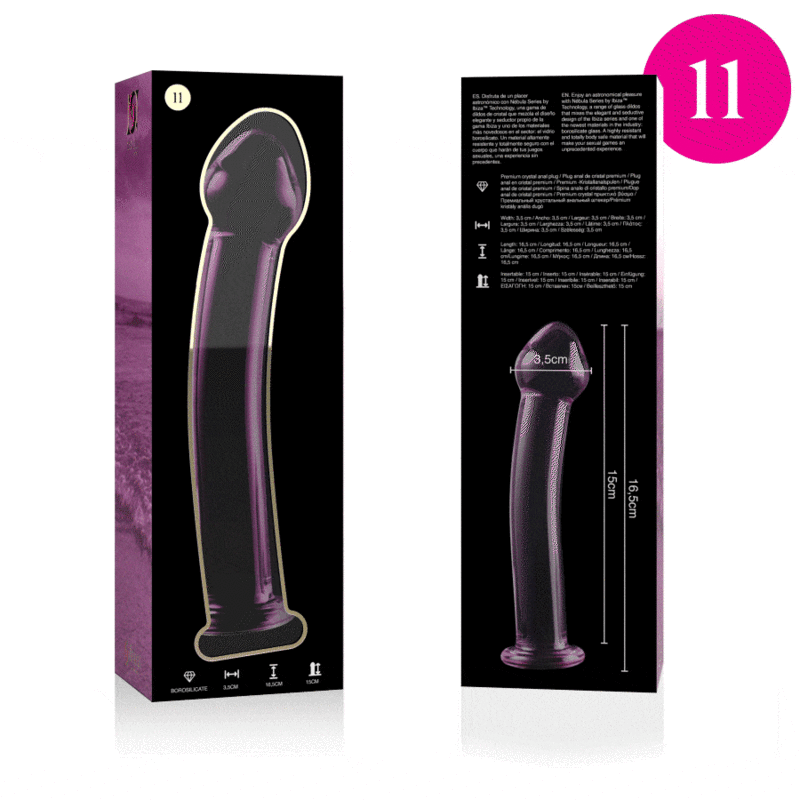 NEBULA SERIES AV IBIZA - MODELL 11 DILDO BOROSILIKATGLAS ROSA 16 CM -O- 3 CM