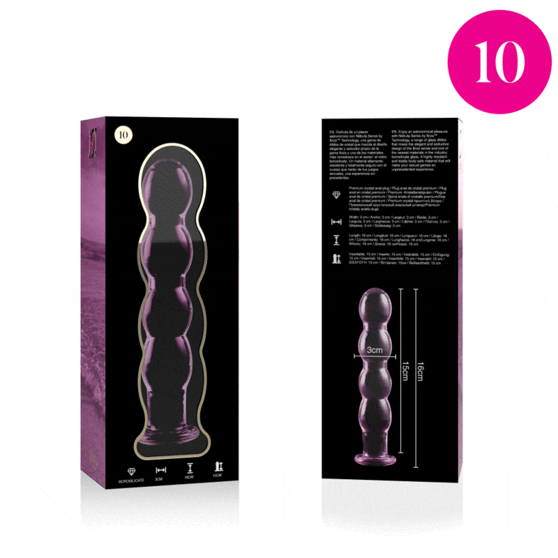 NEBULA-SERIEN AV IBIZA - MODELL 10 DILDO BOROSILIKATGLAS ROSA 16,5 CM -O- 3,5 CM