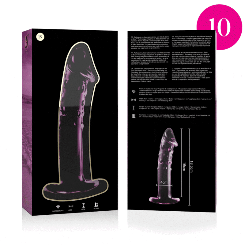 NEBULA SERIES BY IBIZA - MODELL 19 DILDO BOROSILIKATGLAS ROSA 18,5 CM -O- 4 CM