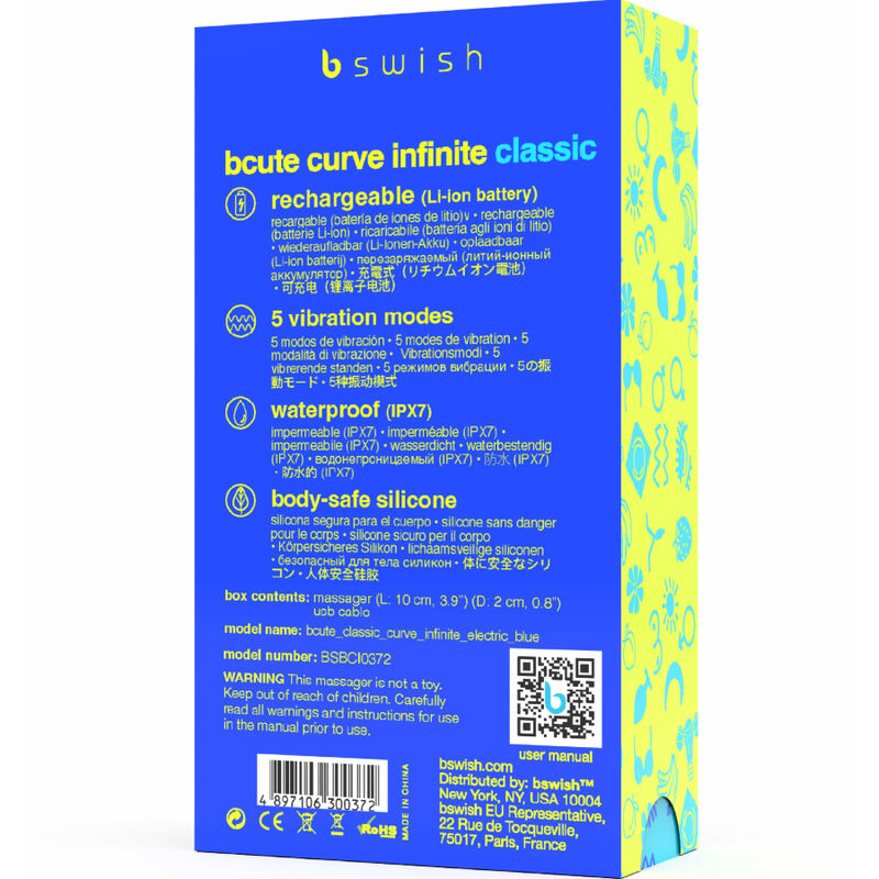 B SWISH - Curve Infinite Classic ladattava silikonivibraattori sininen