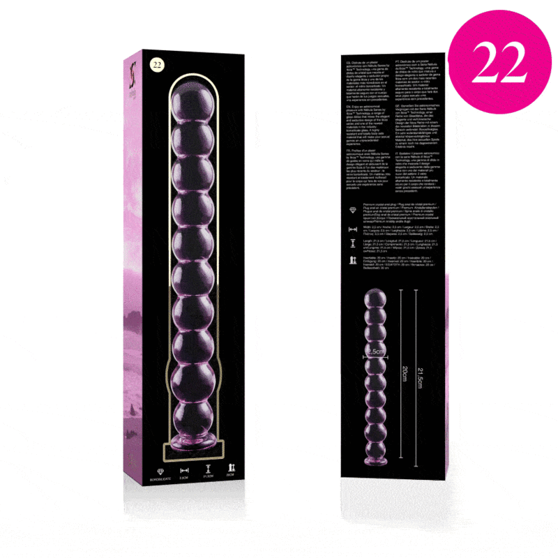NEBULA SERIES BY IBIZA - MODEL 22 DILDO BOROSILICATE GLASS PINK 21.5 CM -O- 2.5 CM