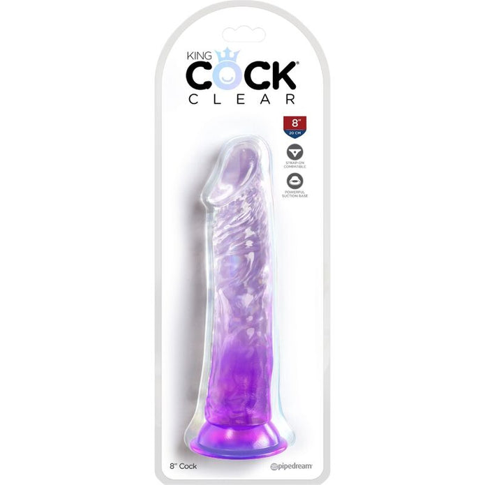 KING COCK -Läpinäkyvä realistinen dildo 19,7 cm, violetti
