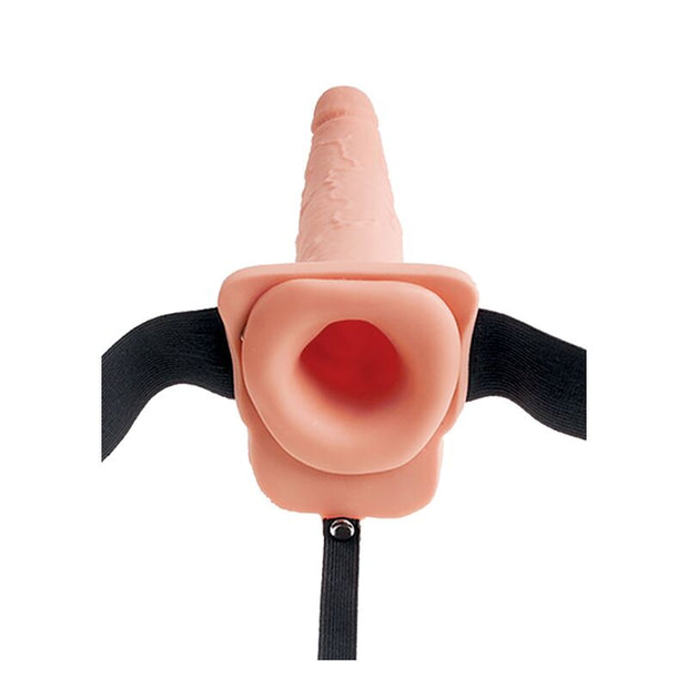 FETISH FANTASY SERIES - Säädettävä suihkuttava 19 cm realistinen penis palloilla ja valjailla