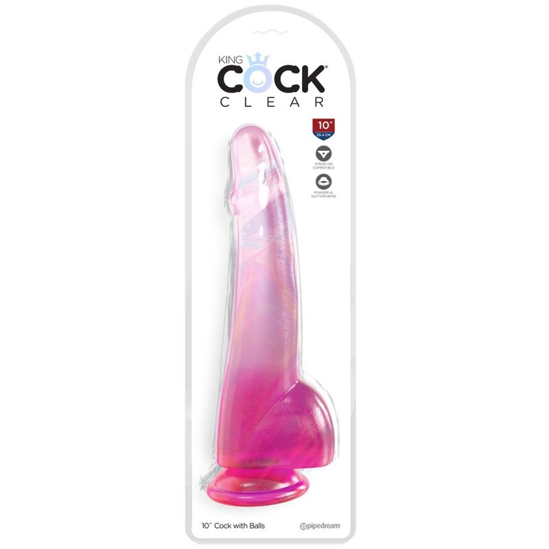 KING COCK - GENOMSKINLIG DILDO MED TESTIKLAR 19 CM ROSA