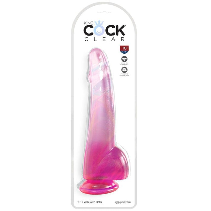 KING COCK - GENOMSKINLIG DILDO MED TESTIKLAR 19 CM ROSA