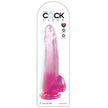 KING COCK - GENOMSKINLIG DILDO MED TESTIKLAR 19 CM ROSA